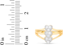 Load image into Gallery viewer, 10k Yellow Gold 12mm CZ Triple Heart Stack Triple Shank Two-Tone Ring, Sizes 4 - 9.5

