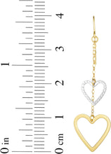 Load image into Gallery viewer, 10k Yellow Gold 40mm Double Heart Two-Tone Drop Earrings
