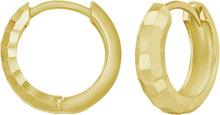 Load image into Gallery viewer, 14k Yellow Gold 11.5mm x 3.3mm Checkerboard Patterned Huggie Hoop Earrings
