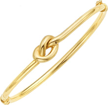 Load image into Gallery viewer, Italian 14k Yellow Gold 9.5mm Puffed Wire Love Knot Bangle Bracelet, 7 Inch
