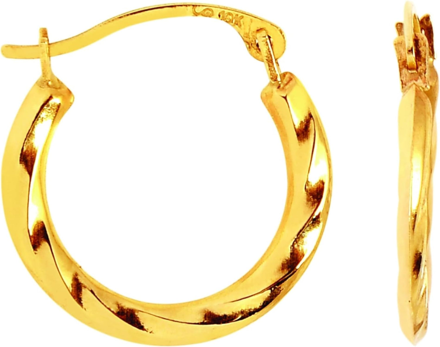 10k Yellow Gold 15mm Mini Twist Hoop Earrings