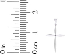 Load image into Gallery viewer, 14k Yellow Gold 1.2&quot; or White Gold 0.6&quot; Classic Tapered Cross Charm Pendant with optional Adjustable Chain Necklace
