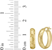 Load image into Gallery viewer, 14k Yellow Gold Florentine Hoop Earrings
