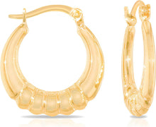 Load image into Gallery viewer, 10k Yellow Gold 18.8mm Ribbed Shrimp Hoop Earrings
