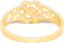 Load image into Gallery viewer, 10k Yellow Gold 7mm Two Interlocked Filligree Hearts CZ Openwork Ring, Sizes 4 - 10

