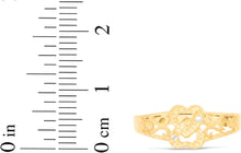 Load image into Gallery viewer, 10k Yellow Gold 7mm Two Interlocked Filligree Hearts CZ Openwork Ring, Sizes 4 - 10
