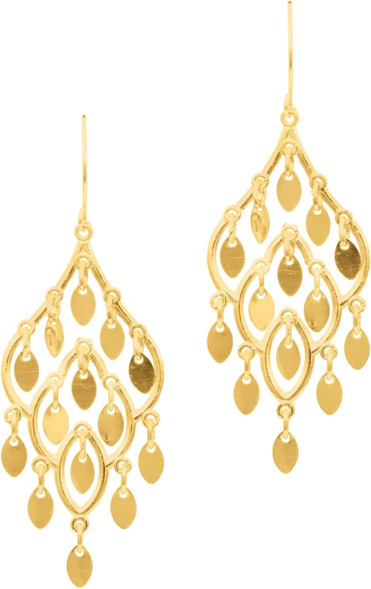 10k Yellow Gold 37mm Chandelier of Leaves Earrings