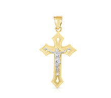 Load image into Gallery viewer, 10k Yellow Gold Petite Plane Crucifix of Jesus Cross Religious Pendant
