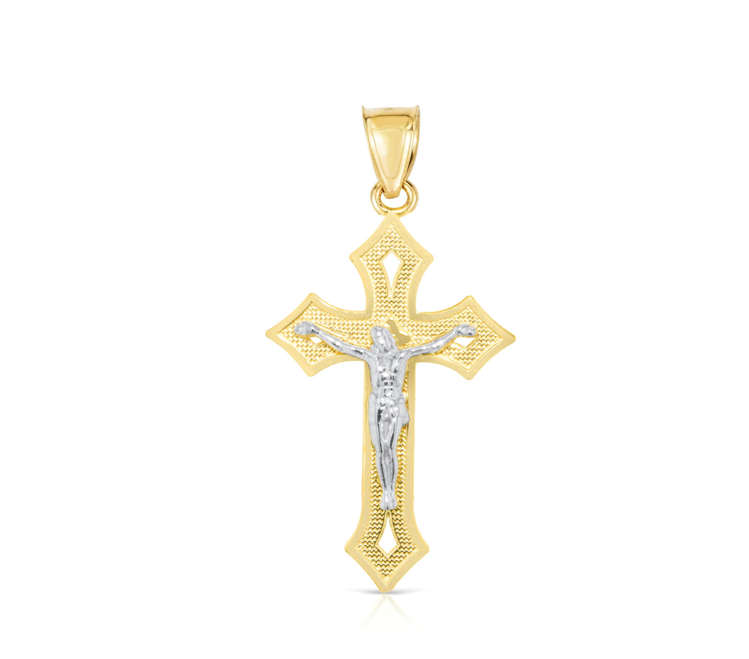 10k Yellow Gold Petite Plane Crucifix of Jesus Cross Religious Pendant