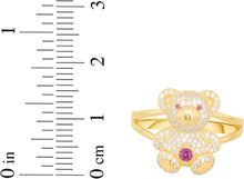Load image into Gallery viewer, 10k Yellow Gold 15.5mm Teddy Bear CZ Double Shank Ring, Sizes 4-11
