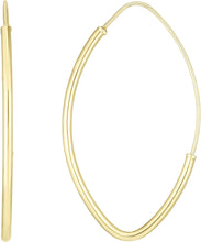 Load image into Gallery viewer, 14k Rose Gold High Polish Marquise Round Tube Hoop Earrings
