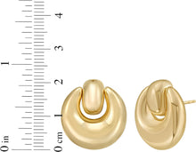 Load image into Gallery viewer, 925 Sterling Silver or 14k Gold over Silver 21mm Puffy Door Knocker Stud Earrings
