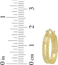 Load image into Gallery viewer, 14k Yellow Gold 18mm x 3.5mm or 24.7mm x 3.5mm Diamond Cut Edge &amp; Polished Hoop Earrings
