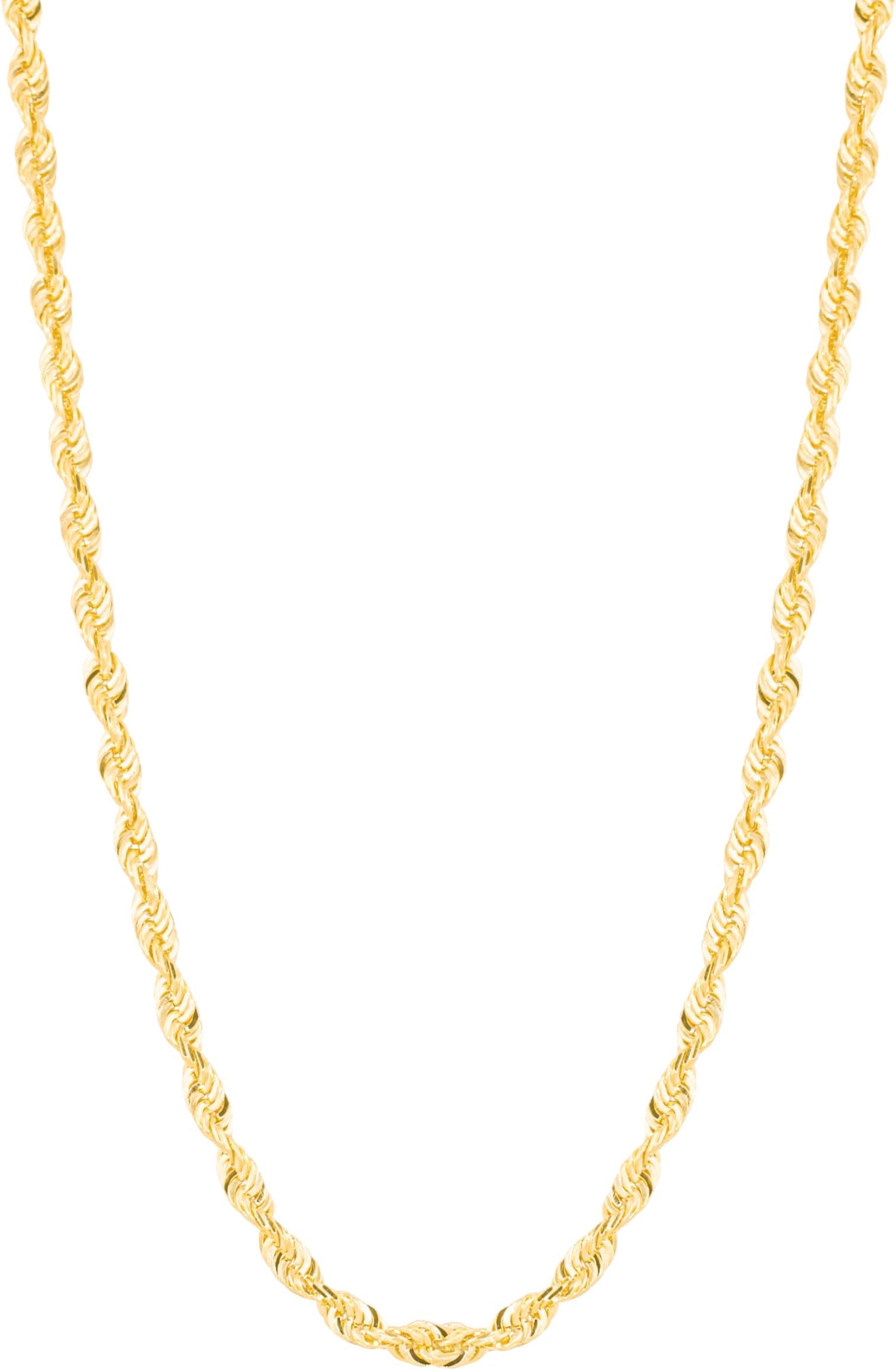 10k Yellow Gold 4mm Solid Spiral Rope Multi Diamond Cut Chain Necklace