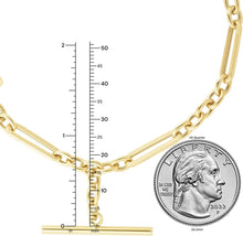 Load image into Gallery viewer, 14k Yellow Gold 25mm Toggle Bar 3.9mm Figaro Paperclip Link Bracelet, 7.5 Inch
