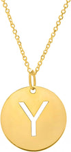 Load image into Gallery viewer, 14k Yellow Gold 0.6&quot; Disc Alphabet Letter A - Z Initial Charm Pendant with Extendable Adjustable Chain Necklace
