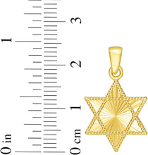 Load image into Gallery viewer, Italian 14k Yellow Gold 16.5mm Reversible Radiant &amp; High Shine Jewish Star of David, Magen David (Hebrew), Charm Pendant with Optional Necklace,  16-17-18 Inch
