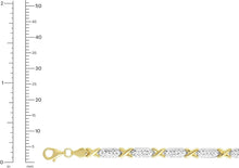 Load image into Gallery viewer, 14k Two-Tone Gold 3.3mm Diamond Cut XOXO Stampato Link Bracelet, 7.25 Inch
