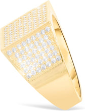 Load image into Gallery viewer, 10k Yellow Gold 13.8mm Pave CZ Square Signet Ring, Sizes 4-13

