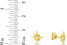 Load image into Gallery viewer, 14k Yellow Gold 10mm 0.03ct Diamond North Star Earrings

