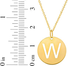 Load image into Gallery viewer, 14k Yellow Gold 0.6&quot; Disc Alphabet Letter A - Z Initial Charm Pendant with Extendable Adjustable Chain Necklace
