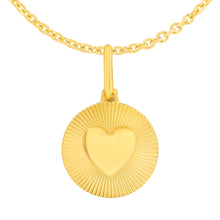 Load image into Gallery viewer, 14k Yellow Gold 21.5mm Polished Diamond Cut Radiating Heart with Optional Chain Pendant Charm
