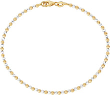 Load image into Gallery viewer, Italian 14k Two-Tone Gold 2.1mm Alternating Bead Link Bracelet, 7 Inch
