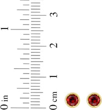 Load image into Gallery viewer, 14k Yellow Gold 5mm Round Birthstone Stud Earrings (Garnet, Amethyst, Aquamarine, White Topaz, Emerald, Moonstone, Ruby, Peridot, Blue Sapphire, Pink Sapphire, Citrine, Sky Blue Topaz)
