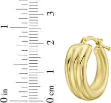 Load image into Gallery viewer, 14k Yellow Gold 20.4mm x 3.5mm-7.8mm Triple Row Graduated Hoop Earrings
