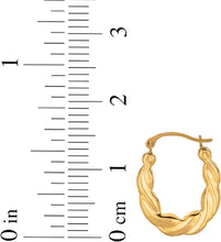 Load image into Gallery viewer, 10k Yellow Gold 15mm Puffy Scalloped Oval Hoop Earrings
