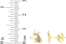 Load image into Gallery viewer, 14k Yellow Gold 10mm High Polished Unicorn Stud Earrings
