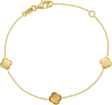 Load image into Gallery viewer, 14k Yellow Gold Natural Amethyst Gemstone Clover Charm Bracelet, Adjustable 6.25 Inch-7.25"
