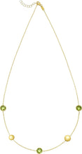 Load image into Gallery viewer, 14k Yellow Gold 6.4mm Natural Gemstone Pebble Charm Adjustable Chain Necklace, 17 Inch-18" (Blue Topaz, Amethyst, Peridot, Garnet or Citrine)
