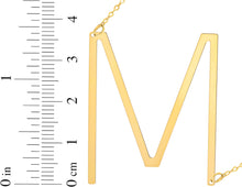 Load image into Gallery viewer, 14k Yellow Gold 1.5&quot; Extra Large Angled Alphabet Letter A - Z Initial Charm Pendant with Chain Necklace
