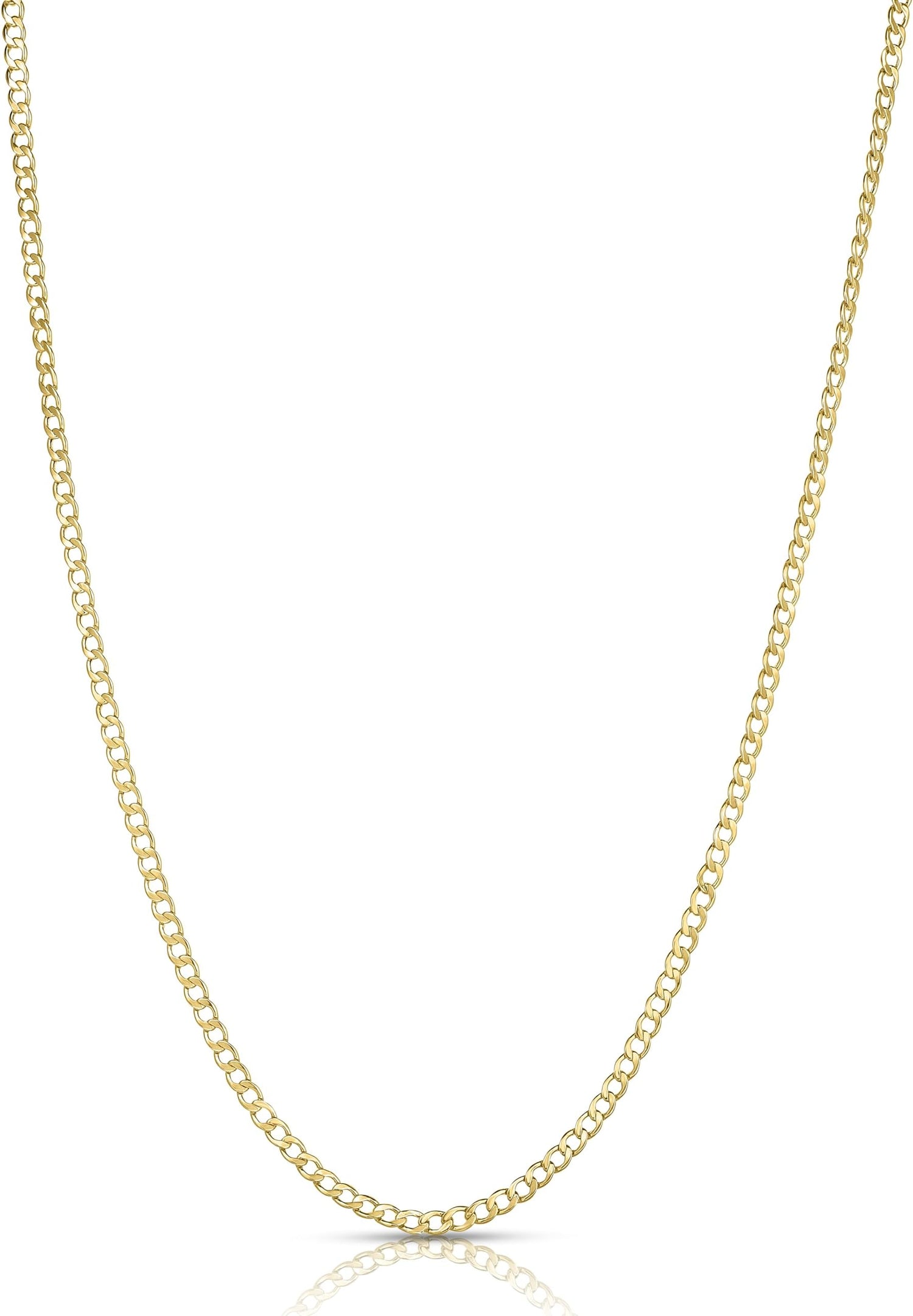 10k Yellow Gold 2.5mm Hollow Cuban Curb Link Chain Necklace