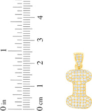 Load image into Gallery viewer, 10k Yellow Gold 0.7&quot; Pave CZ Personalized Bubble Alphabet Letter A - Z Initial Charm Pendant with optional Chain Necklace
