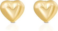 Load image into Gallery viewer, 14k Yellow Gold 3.9mm Flat Back Mini Puffed Heart Stud Earrings
