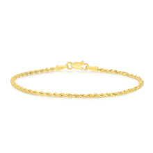 Load image into Gallery viewer, 10k Yellow Gold 2.5mm Hollow Rope Chain Bracelet or Anklet
