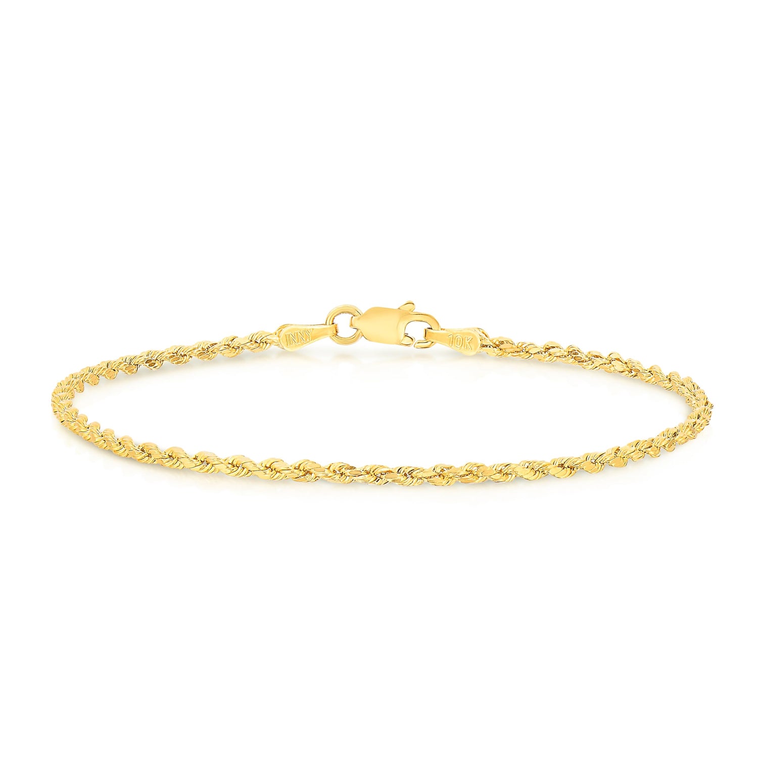 10k Yellow Gold 2.5mm Hollow Rope Chain Bracelet or Anklet