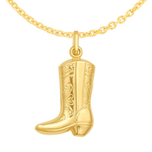 Load image into Gallery viewer, 14k Yellow Gold 18mm Polished Cowboy Boot with Optional Chain Pendant Charm
