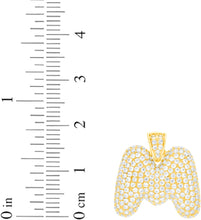 Load image into Gallery viewer, 10k Yellow Gold 0.5&quot; Pave CZ Personalized Bubble Alphabet Letter A - Z Initial Charm Pendant with optional Chain Necklace
