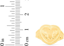 Load image into Gallery viewer, 10k Yellow Gold 13.5mm Domed Heart with Leaf Design Ring, Sizes 4-10
