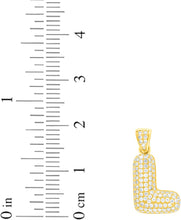 Load image into Gallery viewer, 10k Yellow Gold 0.5&quot; Pave CZ Personalized Bubble Alphabet Letter A - Z Initial Charm Pendant with optional Chain Necklace
