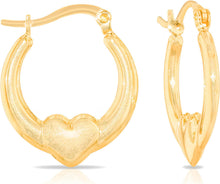 Load image into Gallery viewer, 10k Yellow Gold 20.5mm Polished Heart Hoop Earrings
