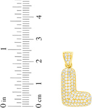 Load image into Gallery viewer, 10k Yellow Gold 0.7&quot; Pave CZ Personalized Bubble Alphabet Letter A - Z Initial Charm Pendant with optional Chain Necklace
