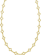 Load image into Gallery viewer, 14k Yellow Gold 7mm Clover Outline Link Charm Chain Necklace, 18 Inch
