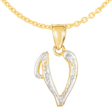 Load image into Gallery viewer, 10k Yellow Gold and White Gold Two-Tone 21.5mm Cursive Personalized Alphabet A-Z Initial Pendant with Optional 1.1mm Solid Cable Chain, 18 Inch
