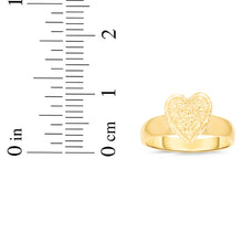 Load image into Gallery viewer, 10k Yellow Gold 10mm Elevated Nugget Heart Filigree Ring
