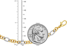 Load image into Gallery viewer, 14k Two-Tone Gold 4.5mm Ribbed Oval &amp; Polished Rings Link Bracelet, 7.25 Inch
