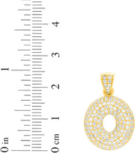 Load image into Gallery viewer, 10k Yellow Gold 0.7&quot; Pave CZ Personalized Bubble Alphabet Letter A - Z Initial Charm Pendant with optional Chain Necklace
